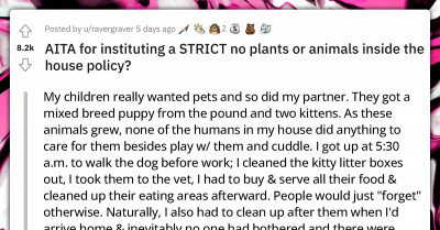 Woman Enforces Strict "No Pets And Plants Inside" Policy; Reddit Community Reacts
