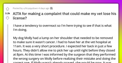 Redditor Told The Surgeon She Reported Him For "Accidentally" Performing The Wrong Surgery On Her Dog, But His Response Was Even More Shocking