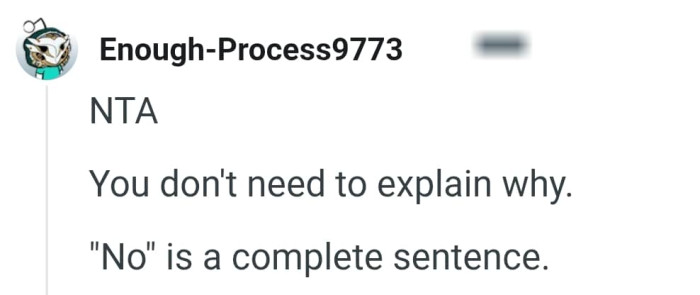 No is a complete and full sentence