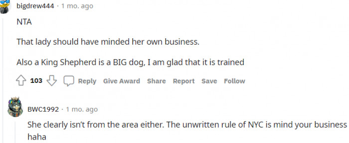 2. The lady should have minded her business