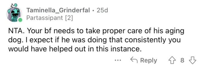 Reddit post comments criticizing a girlfriend for not cleaning up dog poop