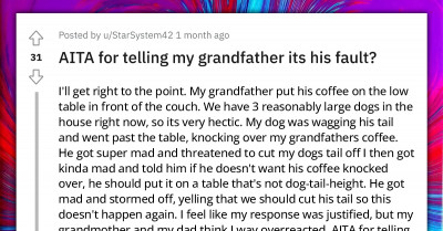 Grandfather Threatens To "Cut Dog's Tail Off" After Accidentally Spilling His Coffee