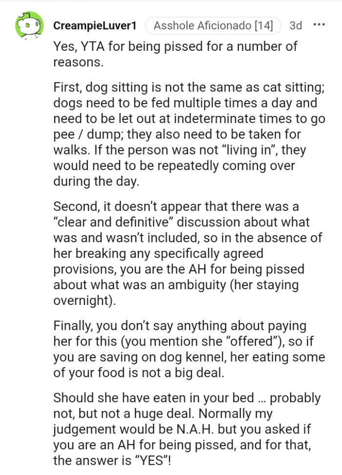 You don't say anything about paying her for this