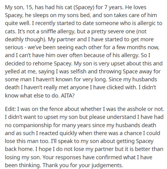 OP shares her post here, and it was very short and to the point, but she also added an update after reading some of the comments regarding her fate.