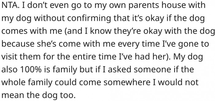 14. Dogs should be mentioned separately, even though they are considered family.