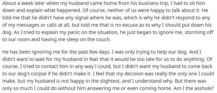 Now OP's Husband Has Returned, but He's Heartbroken and Angry