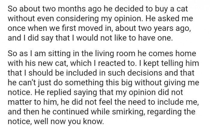 He said my opinion didn't matter to him