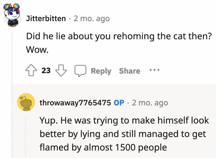 He totally lied, but other redditors didn't buy it