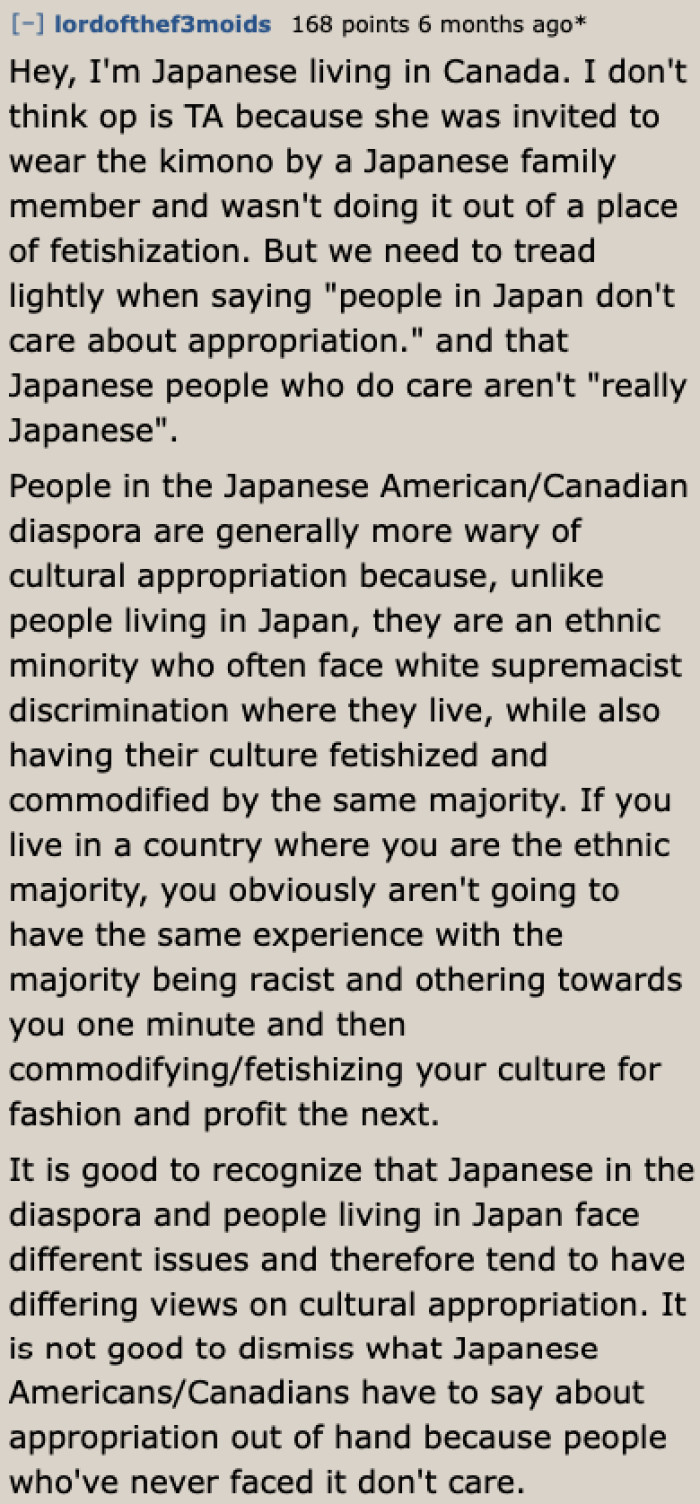 A Japanese living outside their own country shared their take on the situation and cultural appropriation.