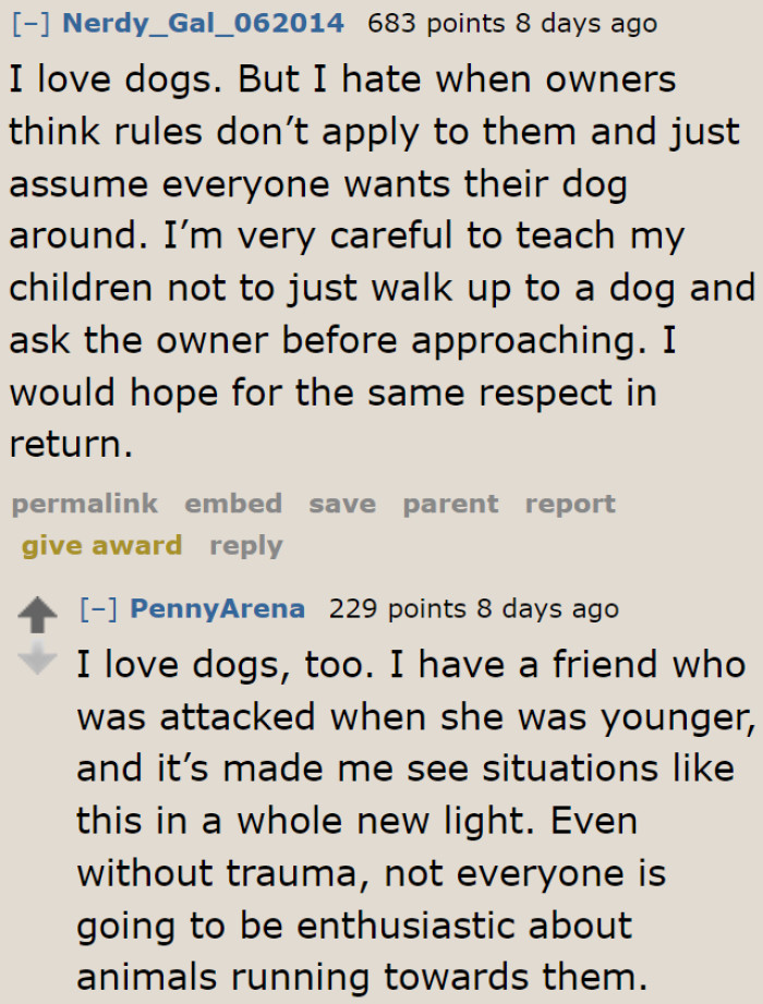 People need to understand that not everyone is a fan of dogs (or puppies, in this case).