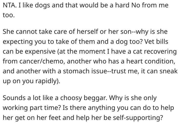 16. Her sister is a choosy beggar.