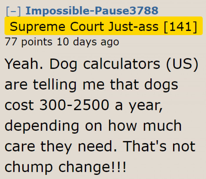 The cost of owning a dog