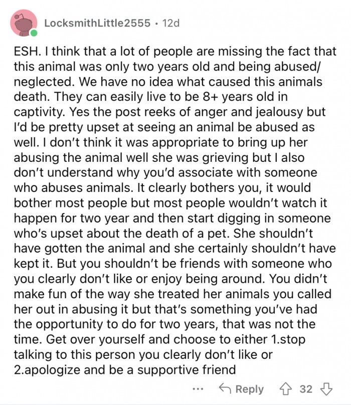 "I'd be pretty upset at seeing an animal be abused as well."