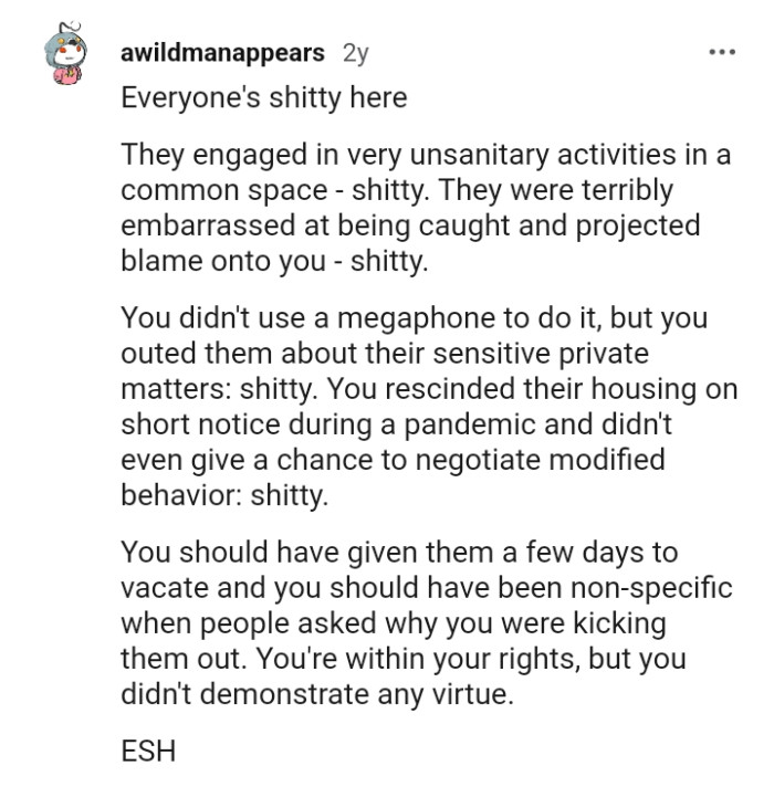 The OP rescinded their housing on short notice
