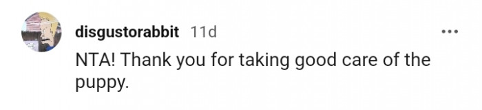 This Redditor thanks the OP for taking care of the dog