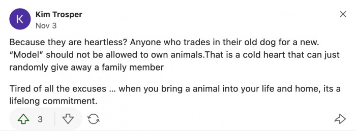 I'm with the initial commenters — I don't think they really traded in the dog for a younger one; they probably had to do the inevitable and got a new dog to fill in the sudden lack of a pet at home.