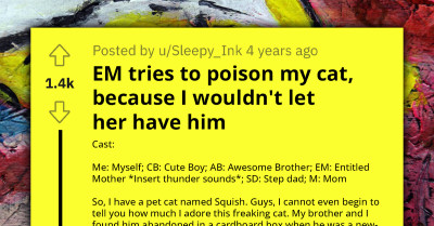 Entitled Mom Tries To Poison Her Family's Cat Because They Won't Let Her Have Him, Gets Caught And Thrown Out