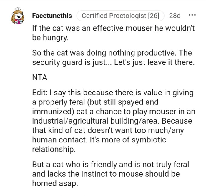 The cat was doing nothing productive