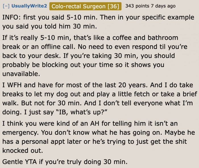 A Redditor tells the OP where he went wrong.
