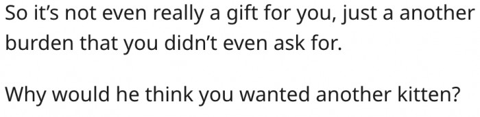 16. Her fiancé got her a burden, not a gift.
