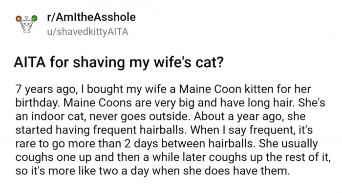 After 6 years of owning their Maine Coon, she started having issues with multiple hairballs nearly every day