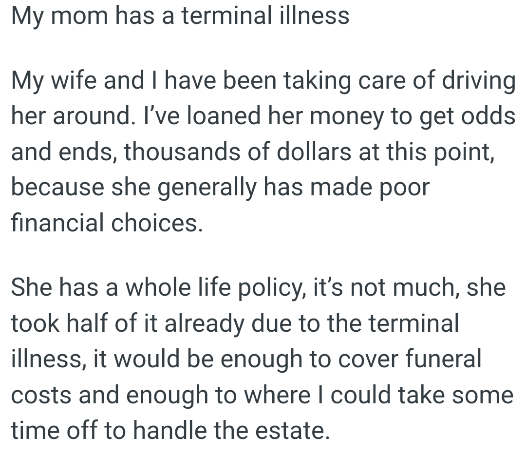 The OP kicks off her story