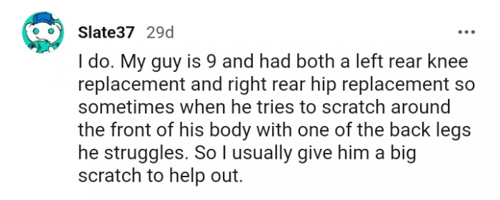 I give a big scratch to help out