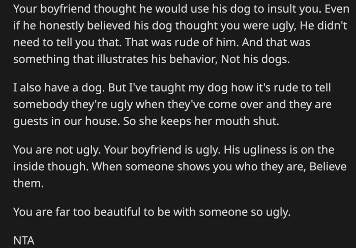 It was a new low for humanity when this guy used his dog to insult his girlfriend