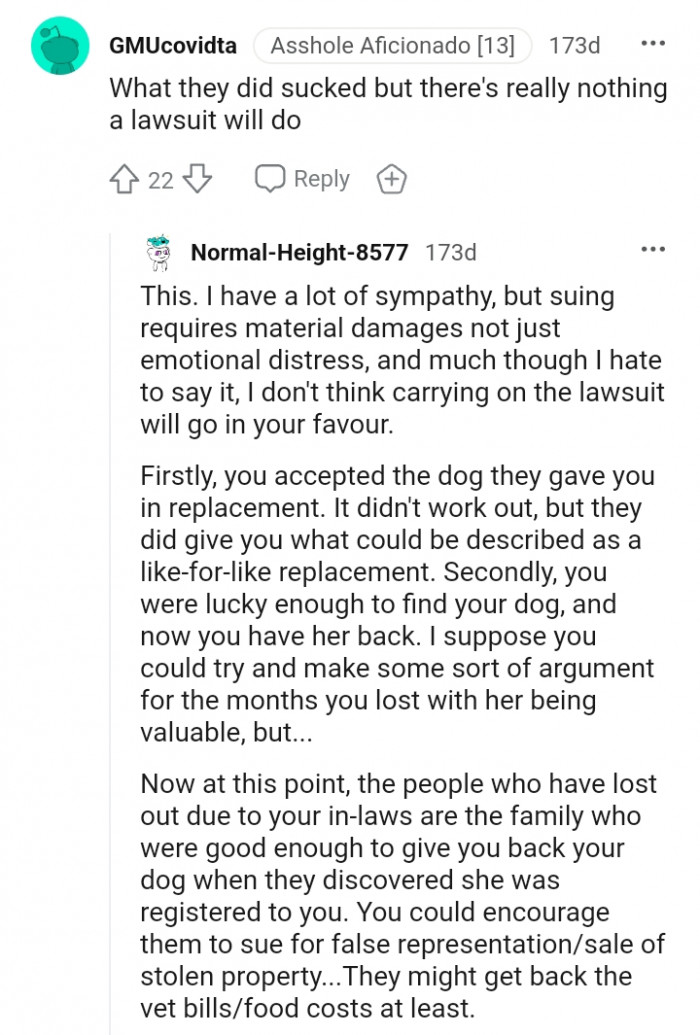 20. This Redditor is of the opinion that a lawsuit won't do anything