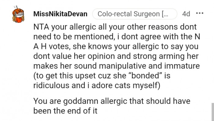 She knows that you are allergic
