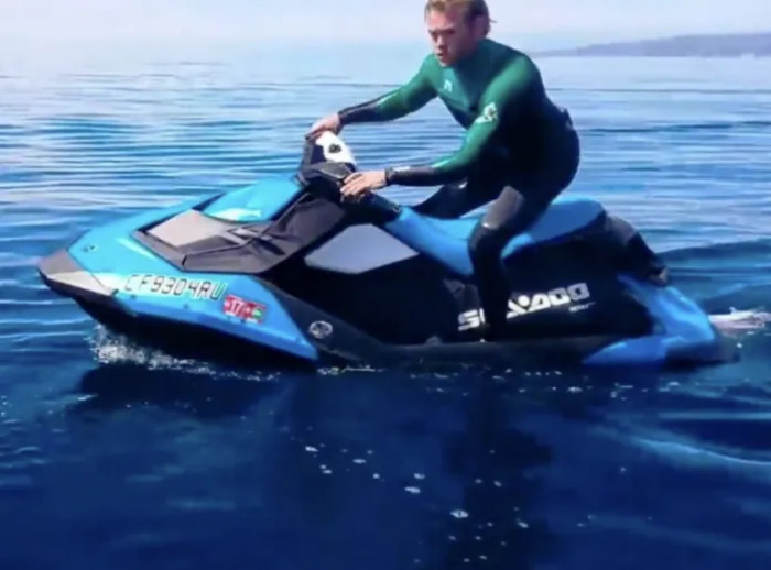 While enjoying a ride off the coast of Palos Verdes, the two men spotted something that looked like a yellow balloon