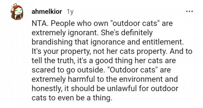 It is your property and not her cat's property