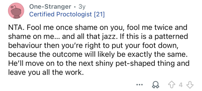 “You’re right to put your foot down.”