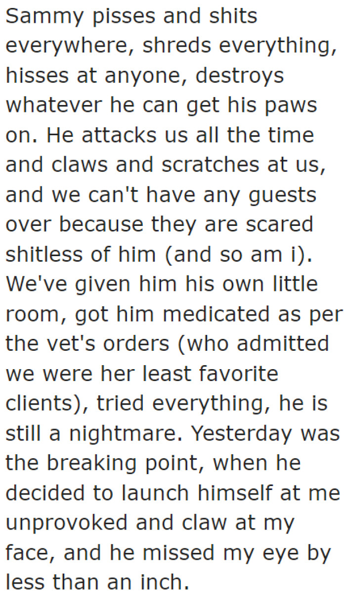 The OP describes Sammy's behavior.