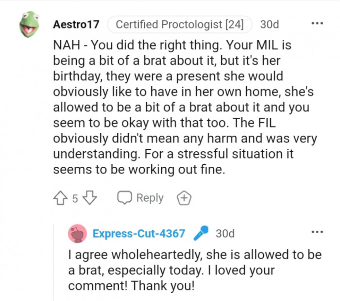 She's allowed to be a bit of a brat about it