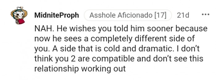 4. A side that is cold and dramatic