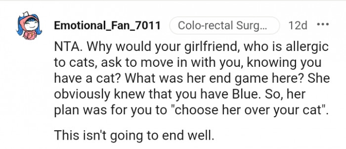 She obviously knew that you have a cat