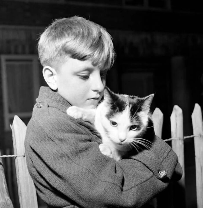 32. A Boy and His Favorite Cat.