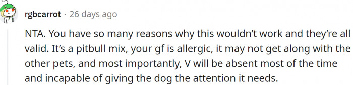 Her reasons are valid