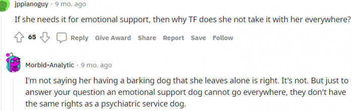 3. Needing an emotional support dog