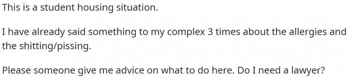 OP has allergies and asks if she can do something about this situation