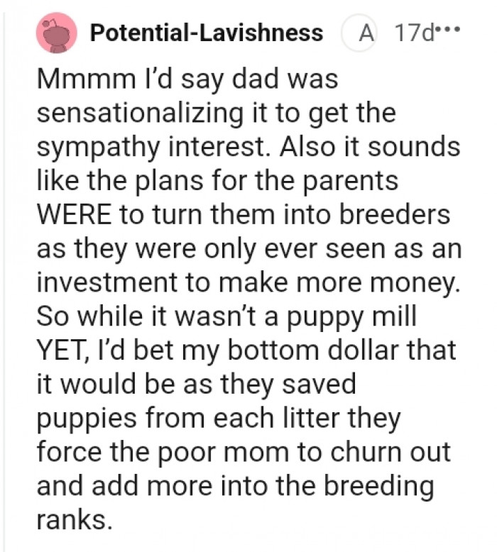 Sounds like the parents want to turn them into breeders