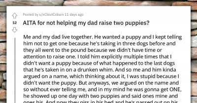 Redditor Doesn't Want To Help Dad Raise Puppies He Brought Home Because Of What Happened To Previous Family Dogs