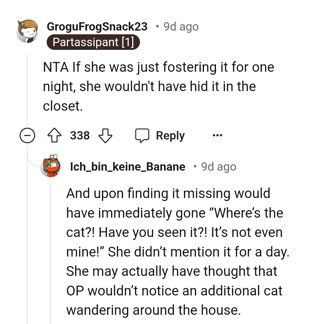 She didn't mention it for a whole day