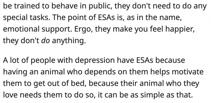 ESAs aren't exactly trained pets, but they do have more advantages or rules set for them