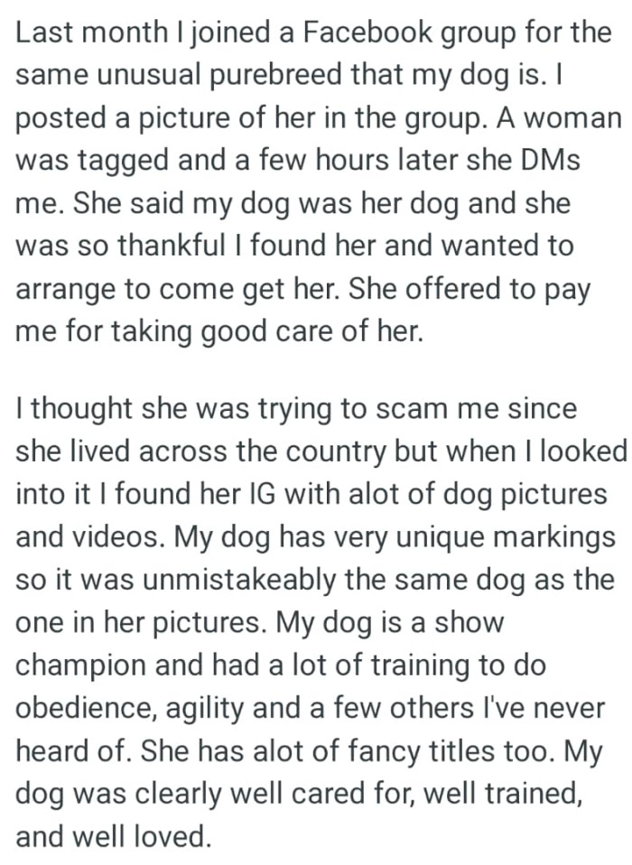 She was so thankful the OP found her and wanted to arrange to come get her