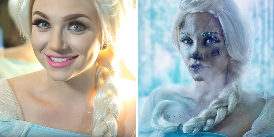 1. Elsa Before And After Getting Frozen