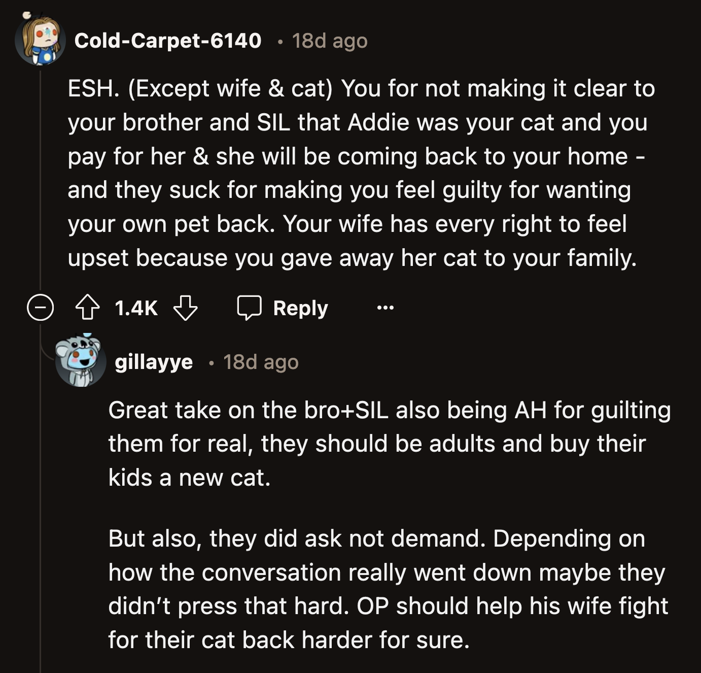 Instead of asking his wife to keep the peace, OP should have helped her advocate for Addie.