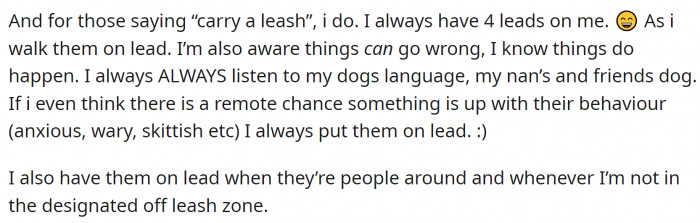 They always carry four leashes, just in case.