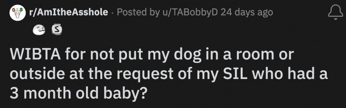OP got a call from her sister-in-law after she agreed to house them for a week. Her sister-in-law said she wanted to limit Bobby's access to the baby since he could be a danger around the infant.